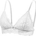 Lace Bralettes for Women No Underwire Sexy Triangle See Thru V Neck Unpadded Bra (Small, Pack of 1 (White))