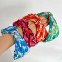 4 Pack Bright Floral Printed Headbands Wide Knotted Headbands for Women Cross Knot Fashion Hair Bands