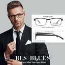 BLS +2.0 Businessman Rectangular Reading Glasses - Professional Durable Readers - Blue-Light Blocking Lenses