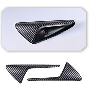 for Tesla HW4.0 Side Camera Protection Cover, for 2024/2025 Tesla Model Y/3 Side Camera Turn Signal Cover Accessories (Matt Carbon Fiber Pattern)
