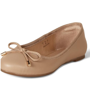 SM New York Women's Comfortable Round Toe Ballet Flats Dress Shoes, Beige, Size 6