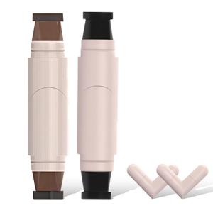 Eyeliner Stamp, Gel Eyeliner Set, Double-Ended Winged Stamp Set, Foldable Smudge-Proof Waterproof Eyeliners Tool, for All Eye Beginners Eyeliners, Easily Draw Exquisite Makeup Look (Black+Brown) (one each)