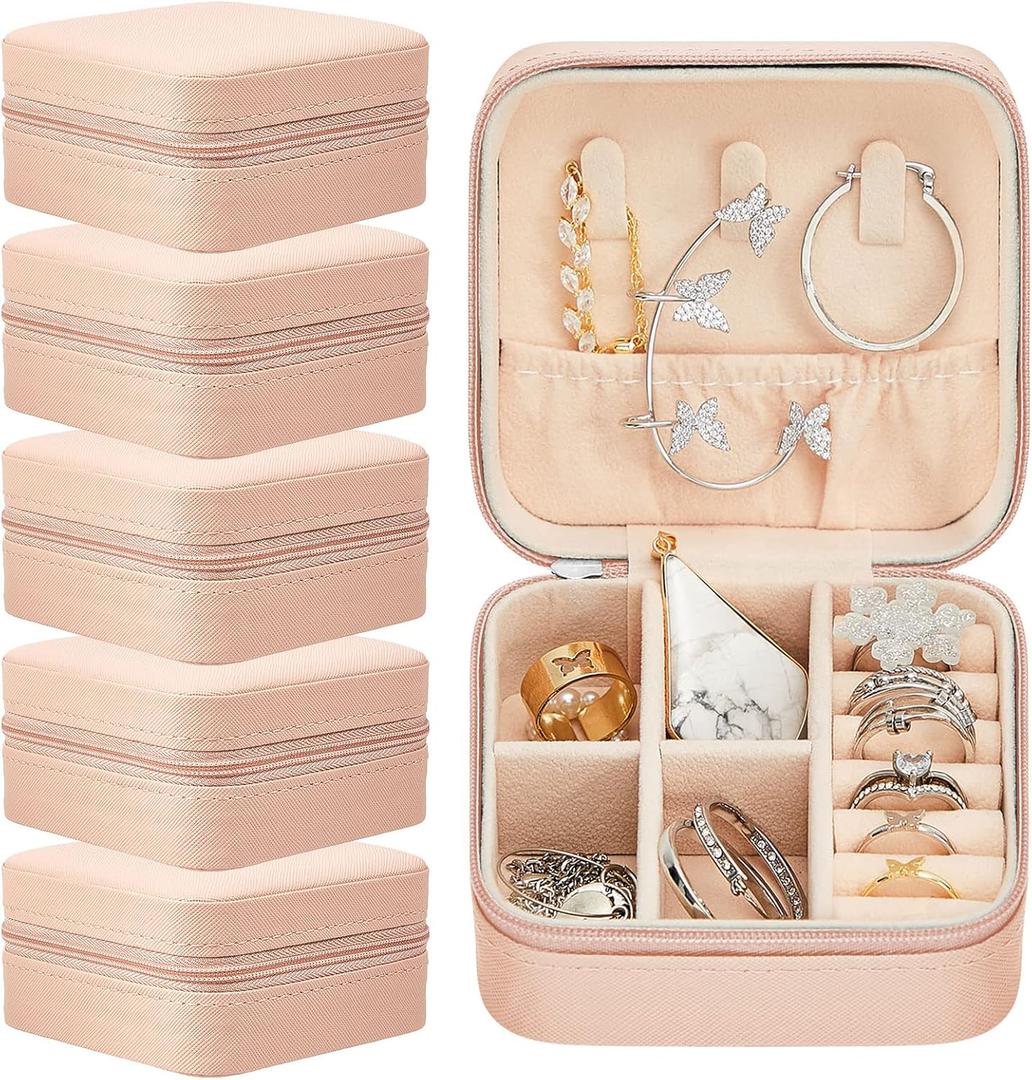 Taiyin Travel Jewelry Case, Bridesmaid Gifts Mini Jewelry Organizer, PU Leather Portable Earring Box for Women Girls