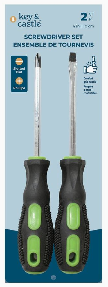 Screwdriver Set Key&Castle 4in. Slotted Plat And 4in. Phillips 2 Ct