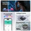 Govllfoz Smart Ring Health Tracker, Fitness Sleep and Heart Rate Monitor Smart Ring, Waterproof Bluetooth Fitness Tracker Ring IPX68 Waterproof (Black, 12)
