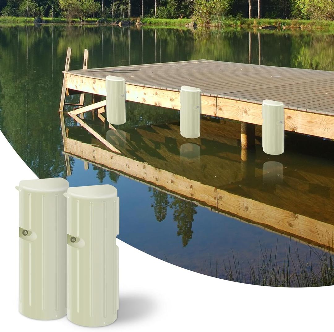 Inflatable Dock Bumpers, Heavy-Duty Marine Fenders Set, Rub Rail & Piling Protection for Boats, Piers (15.2" x 5.5", Light Beige)