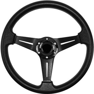 Universal Racing Steering Wheel, 13.8 Inch 6 Bolt Anti-Slip Leather and Aluminum Gaming Steering Wheel with Horn Button for Racing/Car Sim Driving/JDM Sports Racing Steering Whee black
