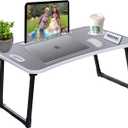 Kaanuka Foldable Laptop Table with Cup Holder I Tablet/Mobile Holder I Study Table I Breakfast Table, Multipurpose Round Edges for Home & Office Use