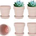 vensovo 4 Inch Small Pink Terracotta Plant Pots with Saucer - 6 Pack Clay Flowerpots with Drainage, Great for Indoor Outdoor Plants, Crafts, Wedding Favor