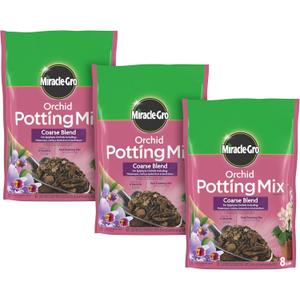 Miracle-Gro Orchid Potting Mix Coarse Blend, For Indoor or Outdoor Container Plants, Feeds for up to 6 Months, 8 qt., 3-Pack