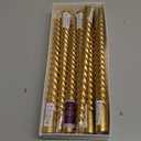 10 Inch Taper Spiral Candle Set of 4 - Tapered, Long, Smokeless, 8 Hr Burn Time - Golden, 25cm - Perfect for Home, Dinner, Party, Wedding, Halloween, Christmas