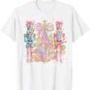 Coquette Christmas Tree Pink Nutcrackers Women Kids Girls TShirt S