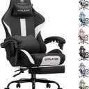 GTPLAYER Gaming Chair with Foot Rest & Pocket Spring Cushion, Breathable Fabric for Home Office Desk, Ergonomic High Back Computer Chair with Headrest & Lumbar Support, Black