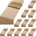 12 Pack Burlap Table Runners 12 x 108 Inches Farmhouse Khaki Jute Runner Rustic Country Wedding Burlap Table Runners for Birthday Engagement Party Home Dining Kitchen Decorations