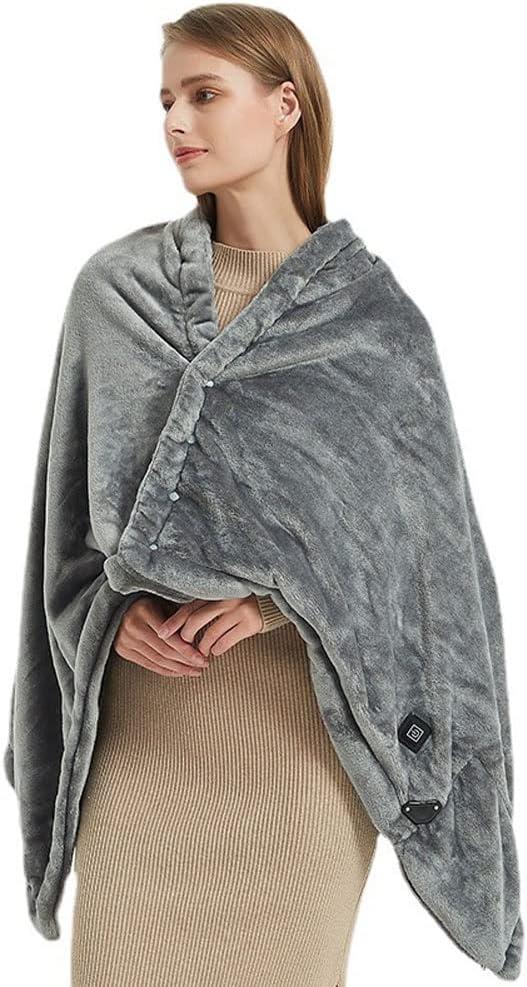 USB Heated Blanket Electric Throw, Cozy Flannel Electric Heated Shawl, 4 Heating Levels, Fast Heating Blanket, Machine Washable 140 * 80cm (Color : Gray)