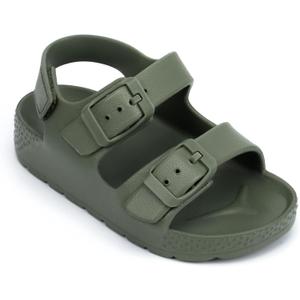 ChayChax Toddler Boys Girls Double Buckle Sandals Children's Adjustable Back Strap Water Sandal (Army Green) 4 Toddler