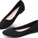 Obtaom Round Toe Women Flat Shoes Slip on Girls Dress Black Ballet Flats (8)