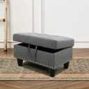 NicBex Ottoman with Storage Comfy Foot Stool Storage Ottoman Linen Living Room Sofa Ottoman Modern Foot Rest Square Ottoman Storage Cube Ottoman for Living Room, Dorm, Bedroom, Grey (29.1"D x 18.9"W x 17.3"H)