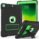 TIMISM 3-Layer Protective Case for iPad 9th/8th/7th Generation 10.2 Inch (2021-2019) | Built-in Kickstand, Military-Grade Drop Protection, Eye-Friendly Green Cover & Enhanced Grip, Black+Green (#01 Black+Green)