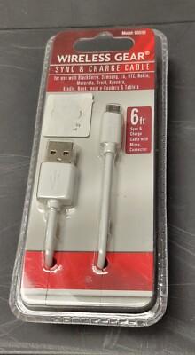 Wireless Gear Sync & Charge Cable 6 ft. White 2 Pack