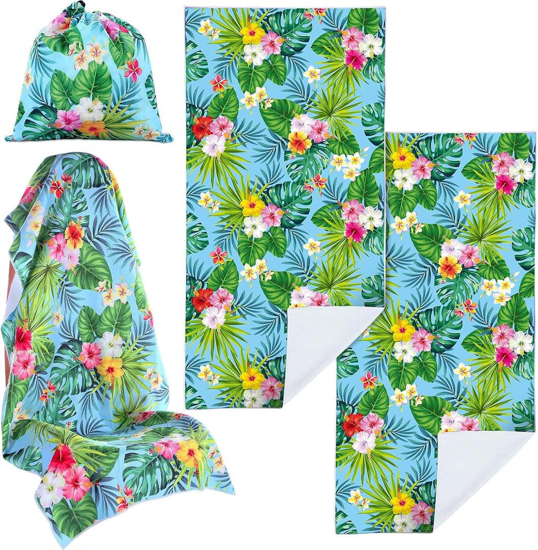 Tranqun 2 Pack Car Seat Towel Covers with Storage Bag Seat Post Workout Sweat Washable Cover Non Slip Car Towel for Dog Pet Workout Outdoor Sport Activities (Tropical Floral)