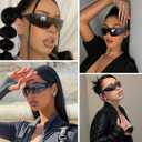Trendy Rimless Star Y2K Sunglasses for Women Men Shield Oversized Wrap Around Frameless Sunglasses UV400 Protective