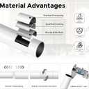 Modern White Curtain Rods for Windows 48 to 84 Inch, 1" Diameter Adjustable Heavy Duty Window Curtain Pole with Matte White End Cap Finials, Decorative Drapery Rods for Living Room, Bedroom