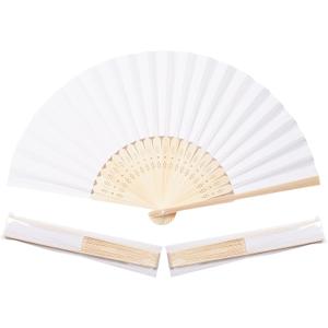 Sepwedd 50pcs White Paper Hand Fan Bamboo Folding,Handheld Paper Folded for Wedding Party and Home Decoration