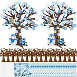 Cinrobiye 30 Set Winter Craft Kit Snowflake DIY Tree Winter Art Craft Ornaments Making Art Crafts for Christmas Holiday Sunday School Classroom Home Preschool Party Activities Favor Decor Supplies