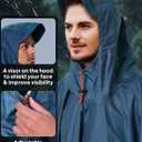 ANYOO Hooded Rain Poncho for Adults Waterproof Lightweight Rain Coat for Men Women Reusable Rain Jacket for Emergency Outdoor (Blue, XXL)