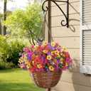 2 x Lifewit Artificial Flowers for Outdoor Indoor, 12 Bundles Plastic Fake Flowers Daisy with Eucalyptus Leaves for Home Garden Decor, Porch, Window Box(Mix for Fuchsia Purple Yellow Red)