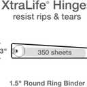Cardinal 3 Ring Binders, Binders for School and Office, Durable 1.5 Inch, Round Rings, Holds 350 Sheets, ClearVue Presentation View, Non-Stick, Assorted Bright Colors, 4 Pack 