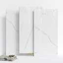 10-Pack Peel and Stick White Marble Wall Panels (11.8" x 23.6") – 19.4 Sq. Ft. Waterproof PVC Tiles for Kitchen, Bathroom, Living Room & Accent Walls – Heat-Resistant Self-Adhesive Backsplash Tiles