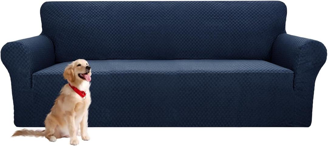 YEMYHOM Couch Cover Latest Jacquard Design High Stretch Extra Large Sofa Covers Pet Dog Cat Proof Oversized Slipcover Non Slip Magic Elastic Furniture Protector (XL Sofa, Navy)
