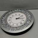 Silver Mirror Clock Crystal Sparkle Twinkle Bling Crush Diamond Mirrored Large Wall Clock for Wall Decoration Silver Glass Mirror Home Dcor. AA Battery is not Included. (14 inches-Round)