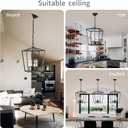 4-Light Chandelier, Farmhouse Black Chandelier for Kitchen Dining Room Light Fixture Lantern Pendant Ceiling Light, Rustic Chandelier with Metal Cage Hanging Lights for Living Room Bedroom Entryway (CL-025-black)