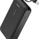 Belkin Portable Charger, Power Bank 10,000mAh with Integrated Cable - 20W Fast Charge USB-C Power Delivery, Portable iPhone Charger for iPhone 16 Series, iPad Pro, Galaxy S25, and More - Black