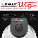 Gourmia Belgian Waffle Maker Compact Design with Upright Storage, Adjustable Browning, and Easy-Clean Nonstick Ceramic Plates, Stainless Steel
