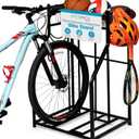 BIRDROCK HOME Bike Rack Garage Storage Floor Stand - Freestanding Organizer for Outdoor Yard - Upright Wall Mount for Scooters, Rakes, Motorcycles, Hoverboards, Gloves - Holds 2 Bicycle - Black