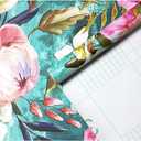 HAOKHOME Floral Peel and Stick Wallpaper Teal Green/Pink Removable Textured for Bedroom Nursery Decorations 17.7in x 6.5ft
