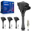 KAX 4-Pack Ignition Coils and Double Iridium Spark Plug Set Compatible with Nissan 2011-2012 Juke, Juke 2013-2017 1.6T, UF659
