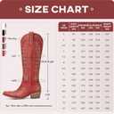 Rivalran Cowboy Boots for Women - Knee High Pointed Toe Chunky Heel Pull On Zipper Western Cowgirl Boots, Retro Country Vintage Fashion Tall Boots (Red) US 9.5
