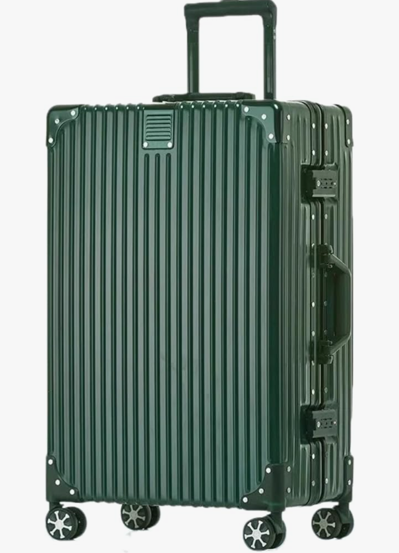 HotWay 28 Inch Checked in Luggage with Aluminum Frame, PC Hard Shell Suitcase with Spinner Wheels and TSA Lock, Large Suitcase for Travel, Green