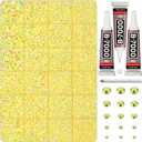 30000Pcs Resin Jelly Rhinestones Set for Crafting Bedazzling, Yellow AB Flatback Gems Jewels for Crafts Clothes Shoes Fabric Outfit Nails Makeup, Flat Back Crystal 2-6mm with b 7000 Glue