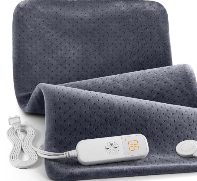 SuperFast Heat Up Carbon Fiber Heating Pad: Back, Neck, Shoulder, Period Cramps Pain Relief, Muscle Relief, Deeper Relax, Moist/Dry Heat, AutoOff, Machine Washable(Charcoal GreyUPGRADED, 12" x 24")