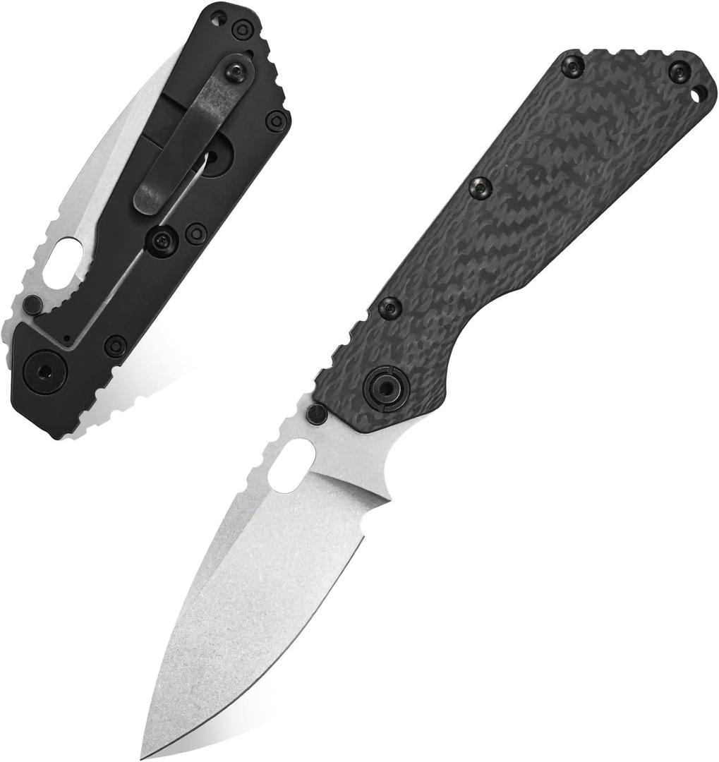 Eafengrow EF225 Pocket Knife Hunting Knives D2 Blade Titanium Handle with Clip EDC Tools Survival (black)