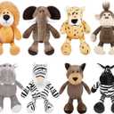 Elcoho 8 Pieces Safari Stuffed Animals Plush Jungle Animal Toys 9.8 Inch Zoo Stuffed Animals Set Cute Plush Toys for Animal Themed Parties Teacher Student Award, 8 Styles