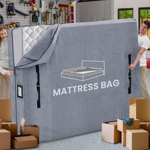 Mattress Bags for Moving and Storage, BETU Queen Mattress Protector Waterproof Mattress Cover with 8 Heavy Duty Handles and Zipper Extra Thick Moving Supplies for Bed Reusable (82x62x13.5 Grey)