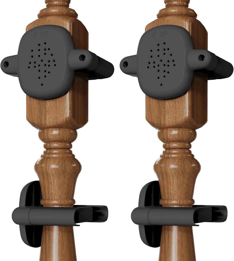 Upgrade 2 Pcs Baby Gate Banister Adapter NoDrill Stair Railing Mount, Fits 23.5 Round/Square Posts, Compatible with Baby & Pet Safety Gates (Black, Standard-B)