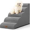 Dog Stairs for High Bed 22.6" H, Small Dog Step for Puppy, Older or Cat, Curved Ramp for Car, Ladder with High Density Foam, Lightweight, Durable, 15.7x33x22.6 inch, 5 Step, Dark Grey